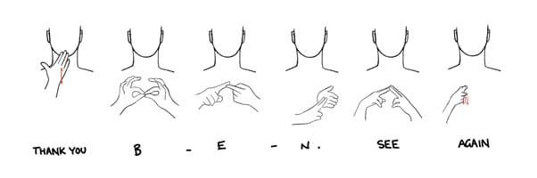 Image: Sign Language - Thank You B-E-N. See Again. Image: Sign Language - Thank You B-E-N. See Again.