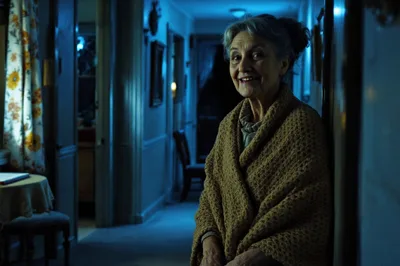 Read: Nothing, No One by Phoebe MacDonald-Smith, Melba Copland Secondary School Image: An old woman stands in the entry to a quaint bed and breakfast hotel. She gives a slightly unnerving smile. This image was edited using AI tools.