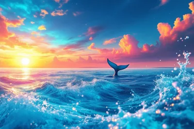 Read: Sunkiss’d by Ryan Lindsay, Dickson College Image: Out at sea. The sun sets on the horizon, the colourful light bouncing off the blue water. Wait, did I just see a tail fin in the water ahead of me? This image was created using AI tools.